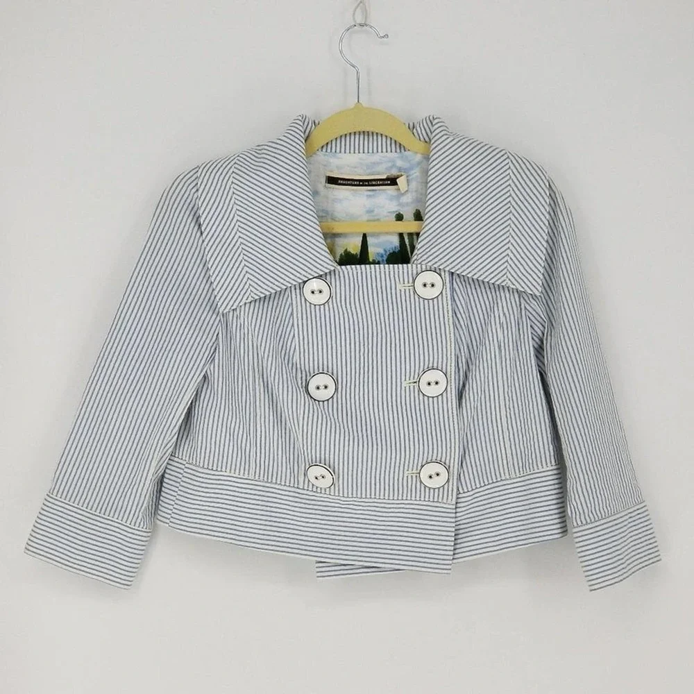 Anthropologie Daughters Of The Liberation Thursday Stripe Crop Jacket Size 00
